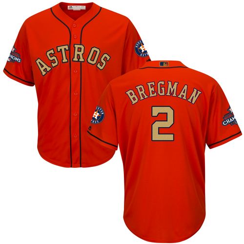 Astros #2 Alex Bregman Orange 2018 Gold Program Cool Base Stitched Youth MLB Jersey - Click Image to Close